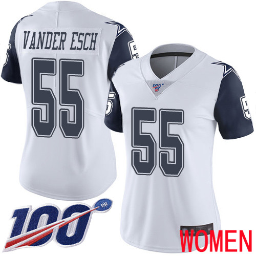Women Dallas Cowboys Limited White Leighton Vander Esch 55 100th Season Rush Vapor Untouchable NFL Jersey